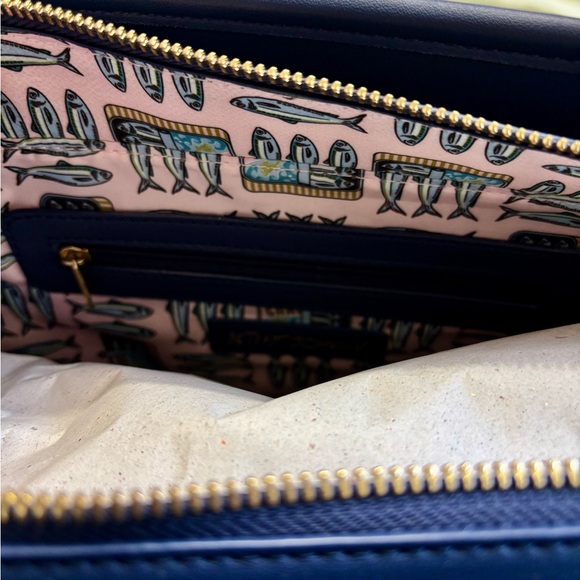 Betsey Johnson Cream and Navy Quilted Tote with Gold Charm - Picture 5 of 5